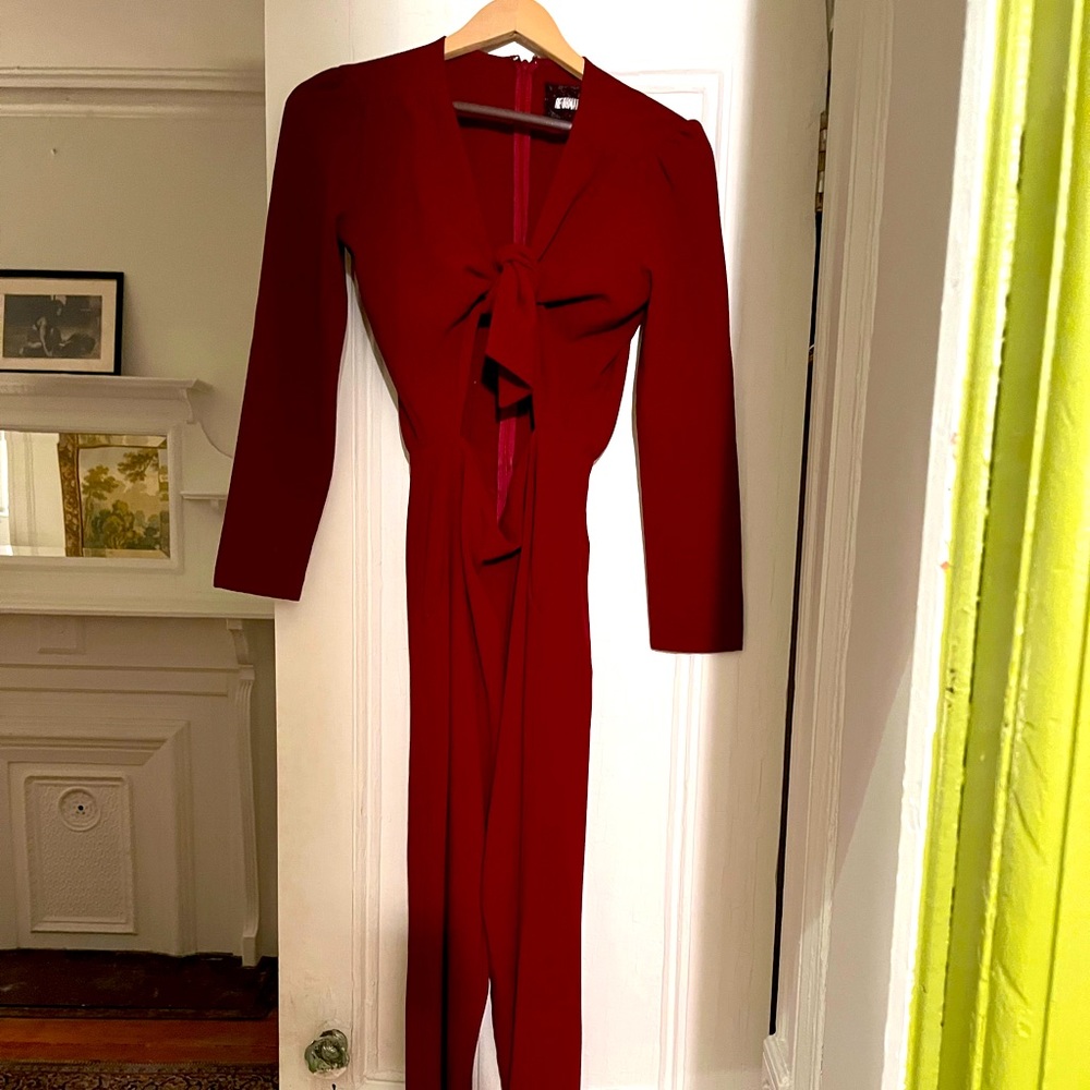 Reformation tie knot burgundy jumpsuit